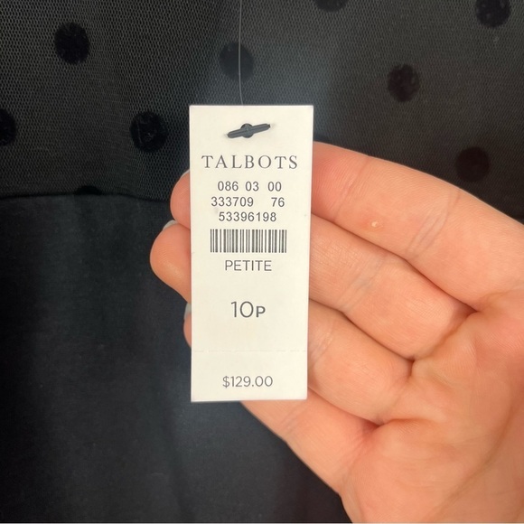 Talbots NEW Size 10P Polka Dot Sheer A-Line Black Dress P4 - Picture 4 of 7